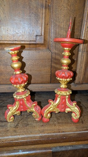 Paar barock holz leuchter - paar,